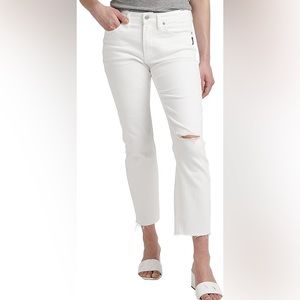 WHITE STRAIGHT CROP high rise